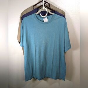 Hanes bundle of 3 men's tshirts size L green, blue and tan